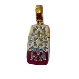 Gorgeous Bright Silver & Gold Toned Good Sized Drop Filigree Pendant.